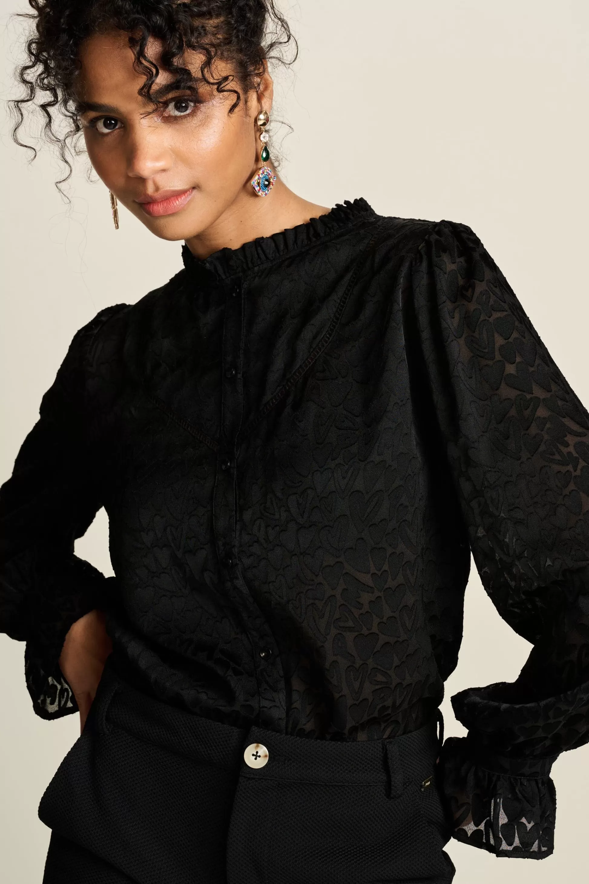 Blouses | POM Amsterdam BLOUSE Hearts Black