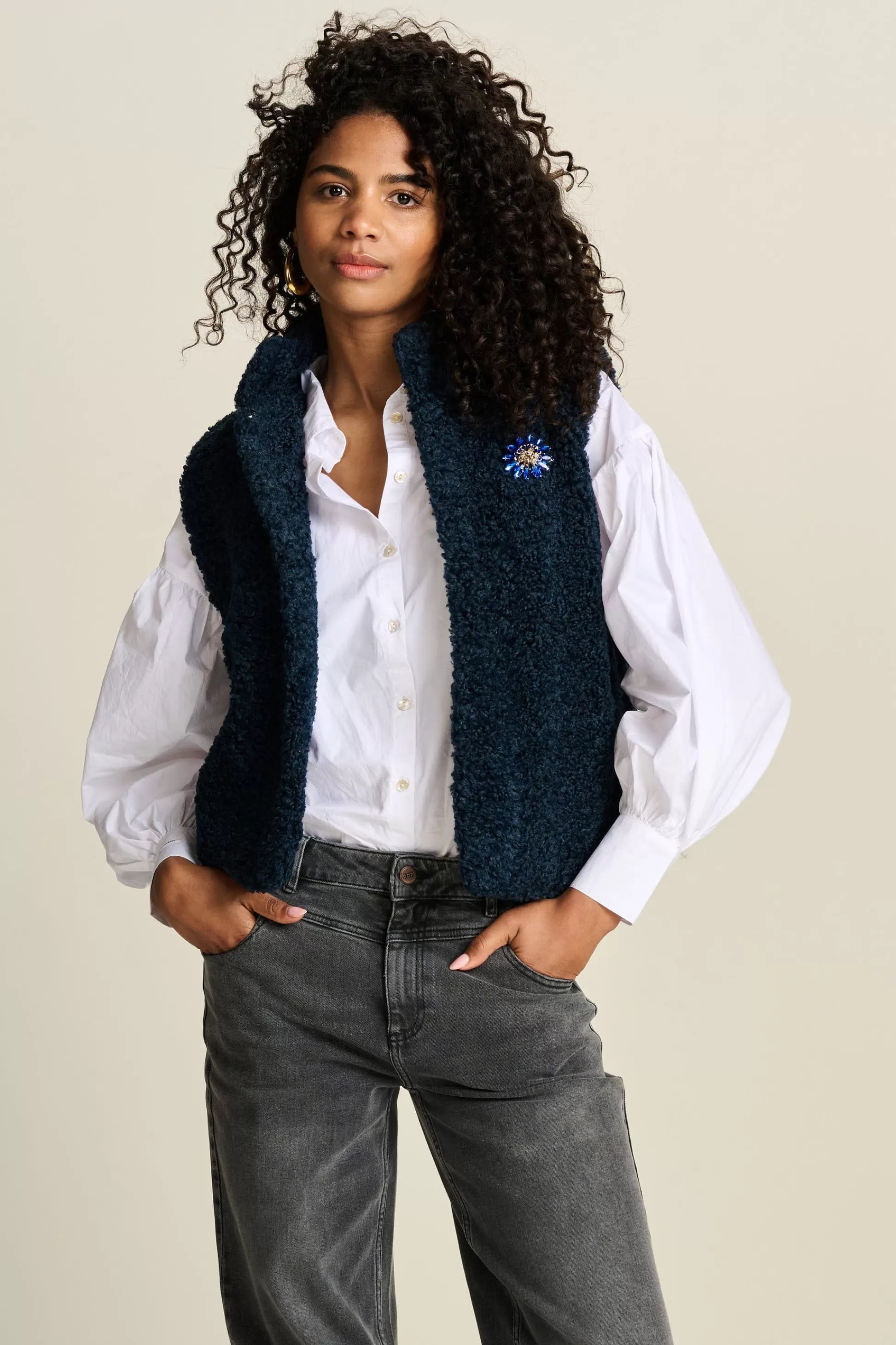 Gilets | Jassen & Blazers | POM Amsterdam GILET Teddy Love Navy