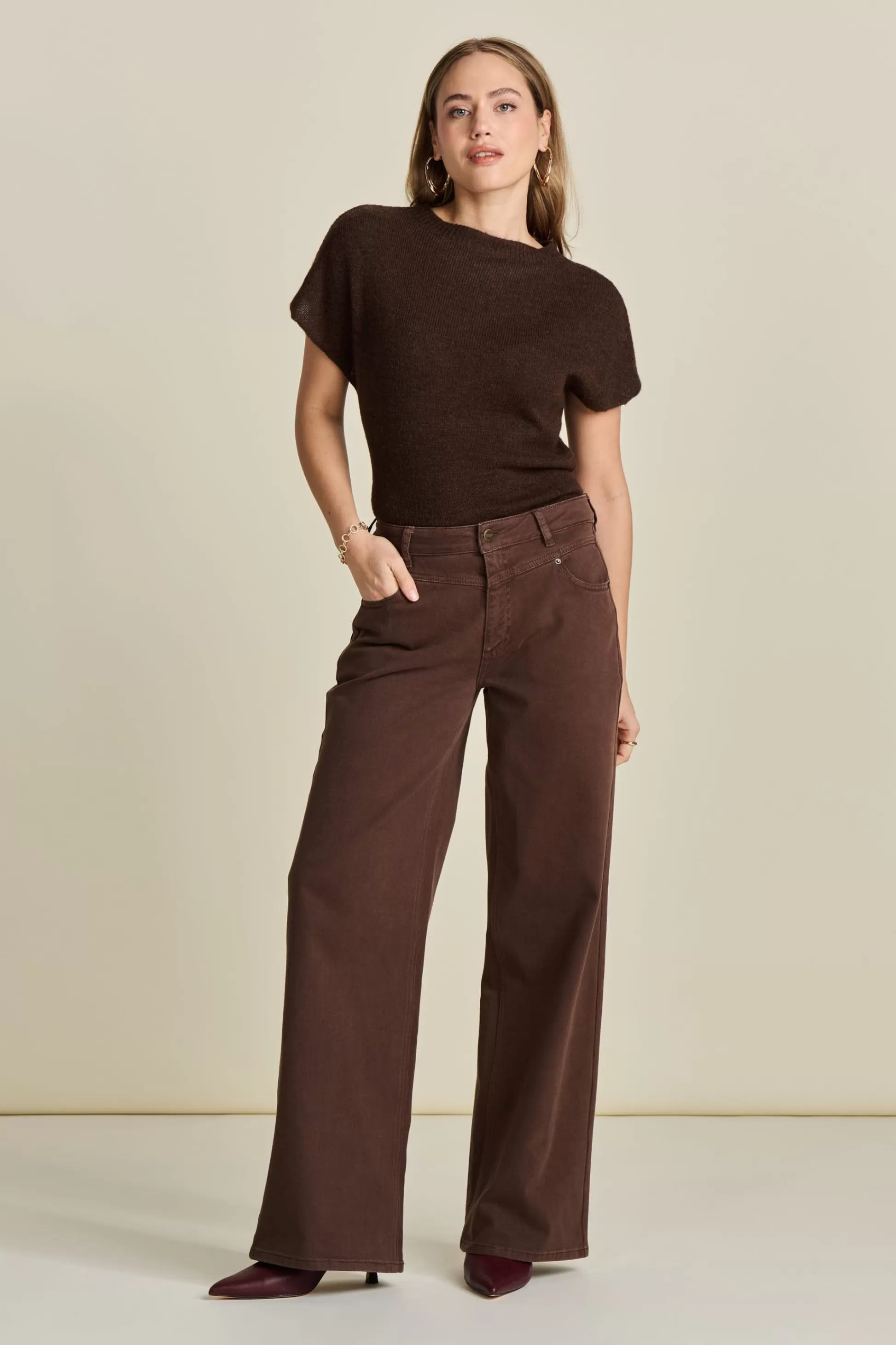 Jeans | Broeken | POM Amsterdam JEANS Wide Leg Washed Brown