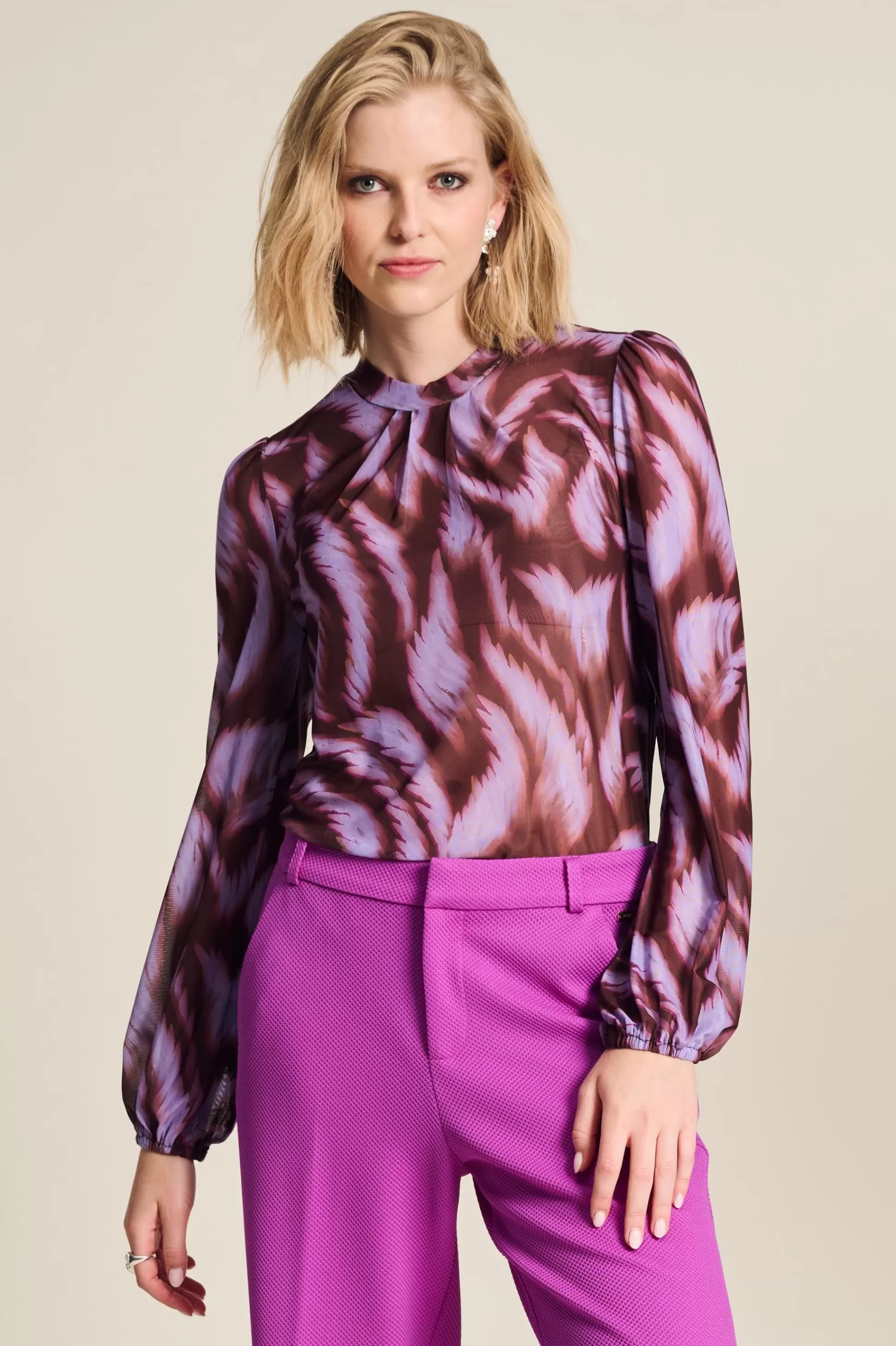 Tops & Turtlenecks | POM Amsterdam TOP Feathers Brown